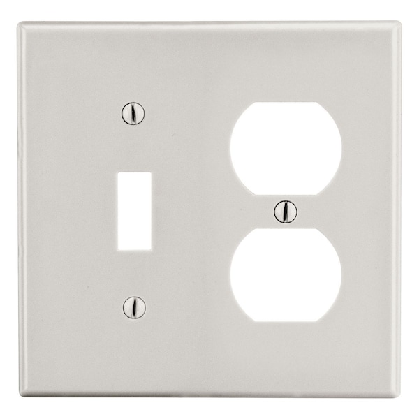 Hubbell Wiring Device-Kellems Wallplate, Mid-Size 2-Gang, 1) Duplex 1) Toggle, Light Almond PJ18LA - main